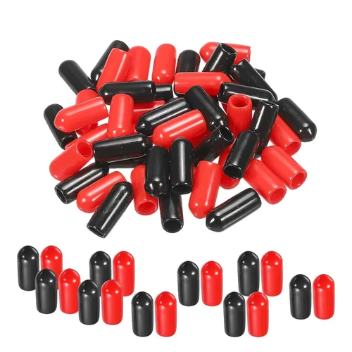 Vista 21 de MECCANIXITY 50 unids tapas de goma Surtido de 0.079 in PVC vinilo tornillo rosca protector para tornillo tornillo negro rojo