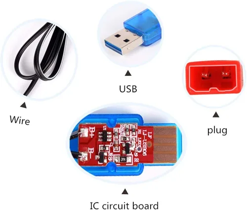 Vista 5 de 3.7v 400Ma Intelligence Lipo Battery Charger Toys Remote Control Airplane Model Helicopter JST-2P Plug USB Parts for Vestel LCD LED