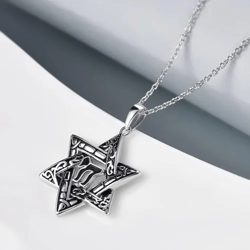 Vista 71 de YFN Collar de estrella de David de plata de ley, concha de abulón, árbol de la vida, joyería judía, regalos para mujeres y hombres