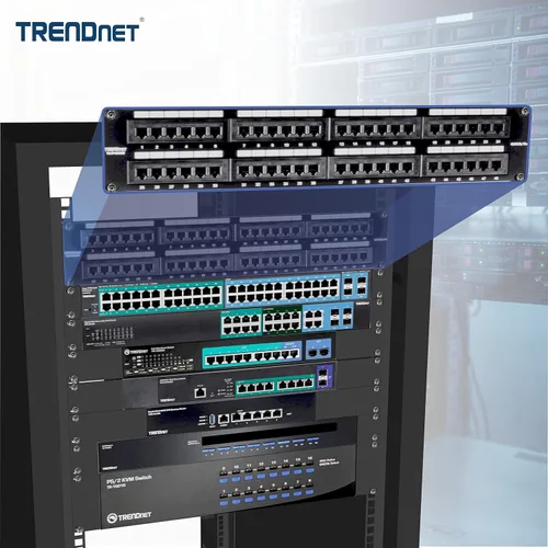 Vista 12 de Parche de panel de 8 puertos Cat5/5e TRENDnet para montar en pared o estanterías, sin blindaje