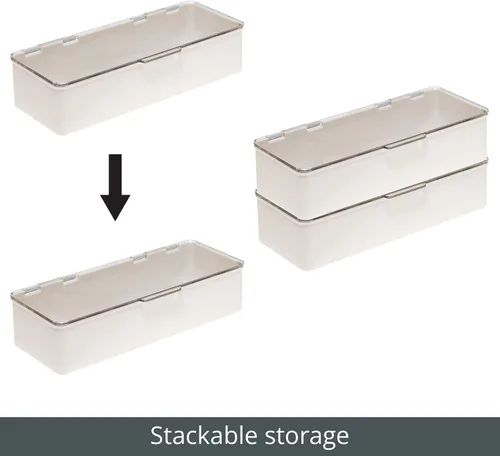 Vista 4 de mDesign - Caja organizadora apilable de plástico para encimera de baño, 2