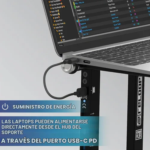 Vista 6 de Reloop Soporte avanzado para portátil con USB-C PD Hub (AMS, negro (AMS-STAND-HUB)