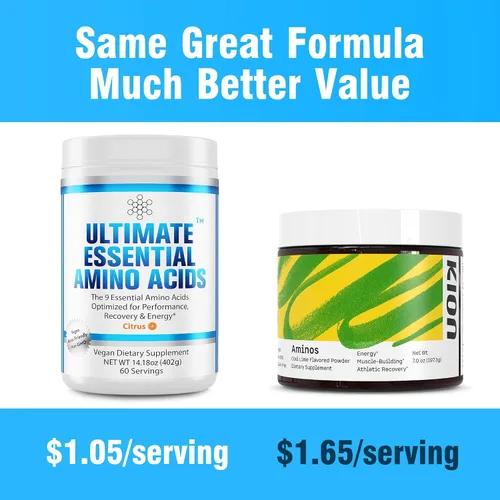 Vista 4 de Ultimate Polvo de aminoácidos 100% esenciales [sabor cítrico, 60 (0.18 oz) porciones] BCAA Plus L-lisina, L-treonina, L-fenilalanina, L-metionina
