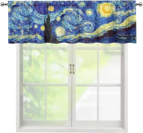 Vista 7 de ZFRXIGN Southwetsern Cenefas de cortina para ventanas de cocina, 54 x 18 pulgadas, cenefa azteca occidental, 1 panel, cortinas cortas bohemias