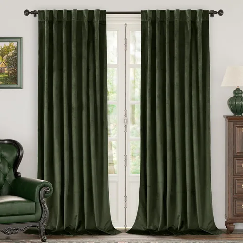 Vista 35 de BGment Cortinas de terciopelo rosa polvoriento, 2 paneles de 84 pulgadas, 2 paneles para sala de estar, aislamiento térmico de lujo, reducen