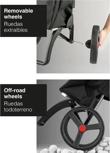 Vista 6 de ROLSER Carrito de compras plegable con ruedas Carrito personal plegable para comestibles Duradero y portátil Coral