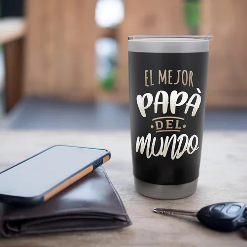 Vista 7 de El Mejor Papa Del Mundo Camisa Dia del Padre Ropa - Vaso aislado de acero inoxidable