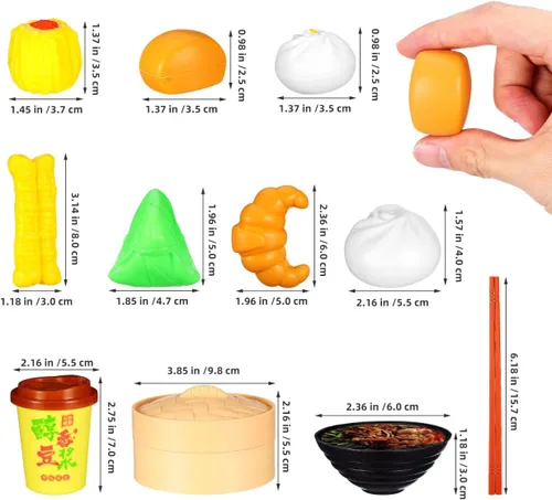 Vista 5 de Toyvian Play Food 26pcs Juego de juguete de simulación Bollos de vapor Juguete chino desayuno para niños Juego de cocina Plato de cocina Plato