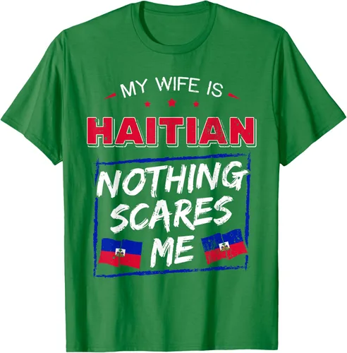 Vista 54 de My Wife Is Haitian Republic of Haiti Heritage Roots - Camiseta con bandera, Negro, S