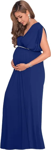 Vista 3 de KOH KOH Vestido largo de maternidad de verano con cuello en V y manga larga para mujer