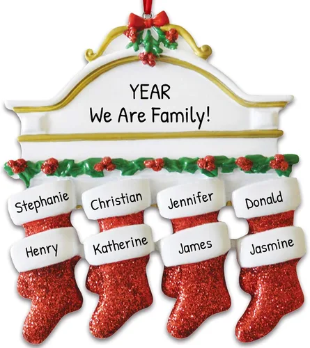 Vista 13 de Adornos de Navidad familiares personalizados – Medias de Navidad personalizadas con nombres, regalos para parejas, adornos 2024, nuestra primera