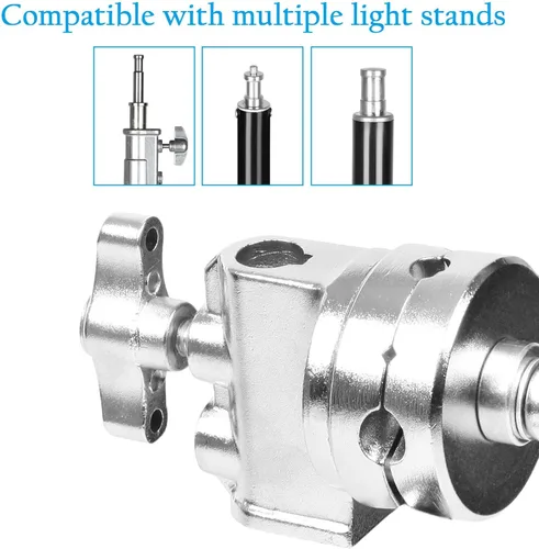 Vista 2 de Selens Cabezal de agarre resistente de 2.5 pulgadas, adaptador de soporte de abrazadera de cabeza giratoria multifuncional con soporte de 4, 8, 11