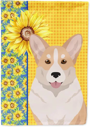Vista 176 de Caroline's Treasures WDK5313GF Bandera de jardín con diseño de girasoles de verano, color negro y tostado, Airedale Terrier para buzón, bandera