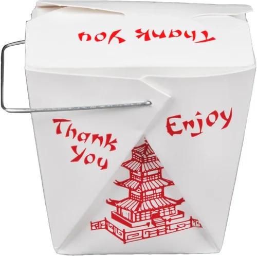 Vista 2 de Paquete de 15 cajas chinas para llevar PAGODA de 32 onzas / cuarto de galón tamaño fiesta y cubo de comida