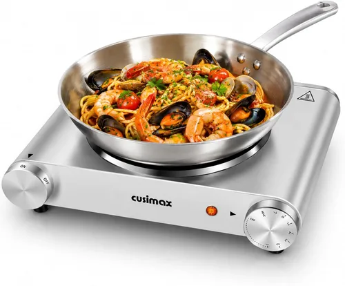 Vista 9 de Cusimax - Placa de cocción eléctrica de 1800 W, estufa eléctrica portátil para cocinar, hornalla doble, con control de temperatura ajustable