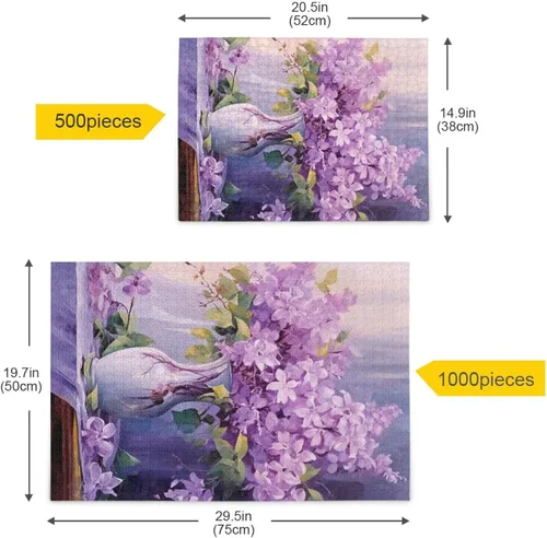 Vista 5 de Purple Flower Jigsaw Puzzles 500 Pieces for Adults with Mesh Storage Bag 2011817