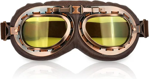 Vista 12 de Cosplay Goggles Steampunk Motorcycle Goggles Costume Retro Pilot Style Negro - Lente transparente
