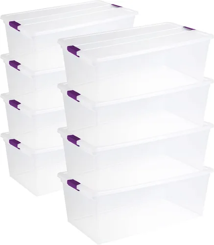 Vista 16 de Sterilite ClearView - Paquete de 4 cajas de cierre ClearView de 60 cuartos de galón, contenedores organizadores con ruedas con tapas de pestillo