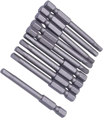 Vista 7 de Auniwaig Broca de llave Allen de cabeza hexagonal, vástago hexagonal de 1/4 de pulgada, punta hexagonal métrica S2 de acero, puntas magnéticas H2
