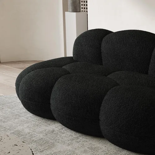 Vista 3 de WJShome Sofá moderno en forma de nube curva de 90 pulgadas para sala de estar, sofá de suelo perezoso, sofá Boucle LoveSeat de 3 plazas, acogedor
