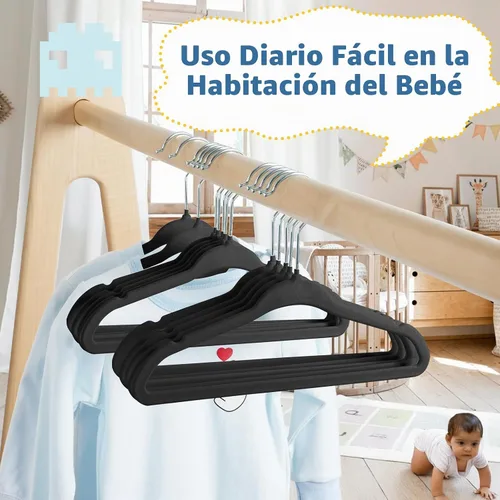 Vista 8 de Smartor Premium 11 Inch Baby Hangers 50 Pack, Kids Velvet Hanger, Non Slip