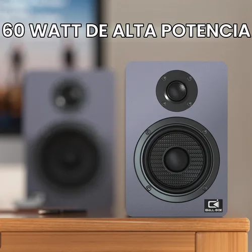 Vista 8 de Altavoces H2 para estantería, estéreo de 60 W, tocadiscos/altavoces para computadoras, DSP, woofer de fibra de carbono, tweeter de seda Azul Pizarra