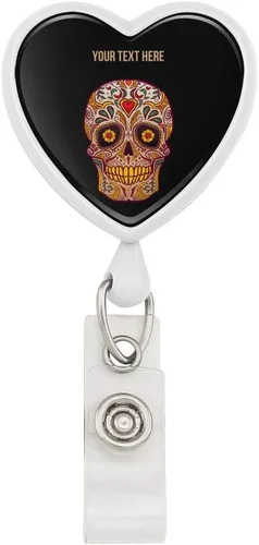 Vista 4 de Carrete retráctil personalizado de 1 línea para el Día de los Muertos con diseño de calavera