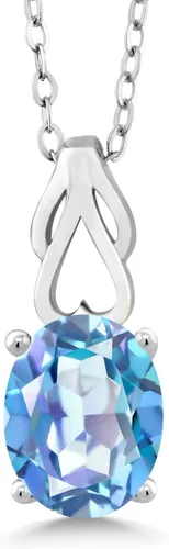 Vista 149 de Gem Stone King Collar de plata de ley 925 con piedra natal ovalada de 0.354 x 0.276 in Collar con colgante solitario para mujer Con cadena