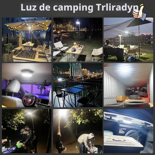 Vista 4 de 2 luces colgantes recargables de 4000 lm con imán 4 modos de iluminación, linterna LED portátil ultra brillante, LED impermeable IPX5