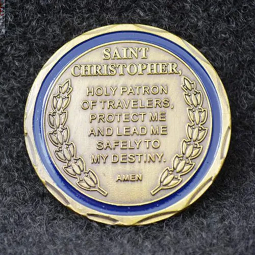 Vista 5 de Moneda de oración de San Cristóbal Proteger de Estados Unidos