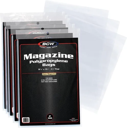 Vista 7 de BCW Bolsas gruesas para revistas, 1 paquete de 100, fundas de polipropileno transparente sin ácidos para almacenamiento de calidad de archivo