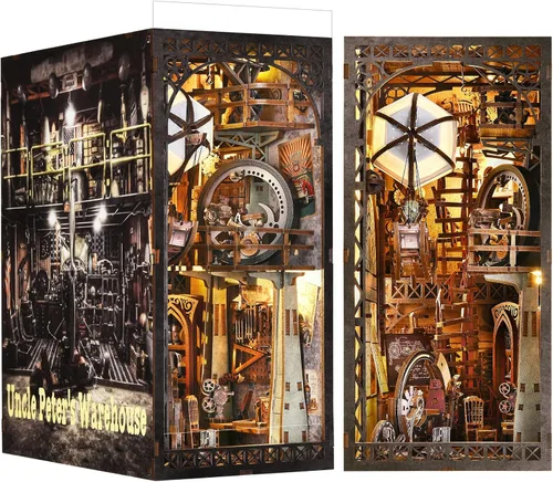 Vista 12 de Kit de Rincón de Libro Espeluznante DIY, Casa de Muñecas en Miniatura Rompecabezas 3D de Halloween, Rompecabezas de Madera 3D de Terror Aterrador