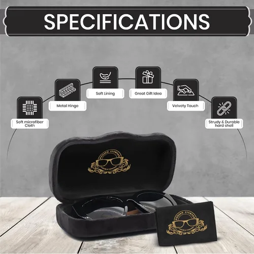 Vista 4 de Modern Eyewear Estuche rígido para gafas Funda protectora de terciopelo para gafas Estuche para gafas de sol con paño de limpieza