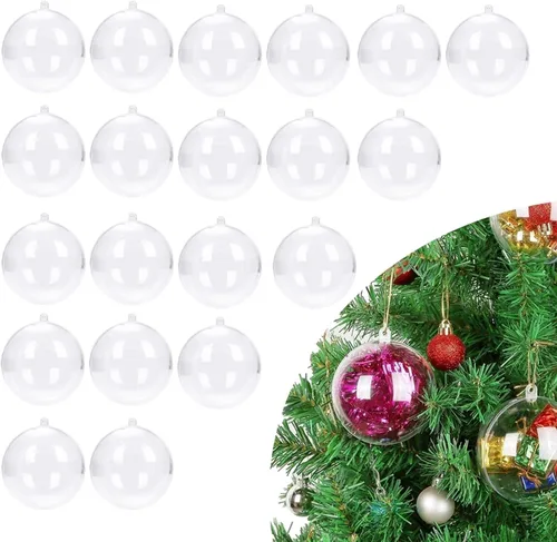 Vista 7 de 20 bolas de adorno rellenables de plástico transparente navideño