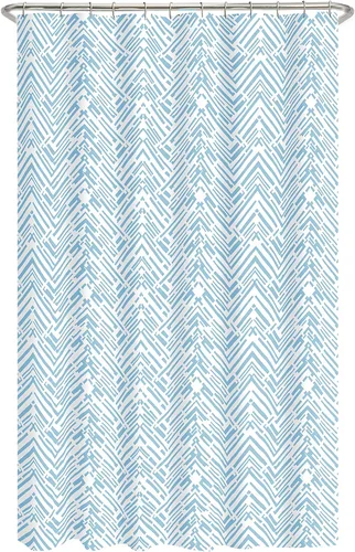 Vista 3 de Zenna Home Cory Chevron - Cortina de ducha impermeable de PEVA, gris y azul, 70 x 72 pulgadas