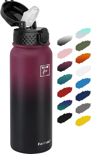 Vista 42 de Fanhaw Botella de agua de acero inoxidable aislada para niños de 20 onzas con tapa con popote, a prueba de fugas y antipolvo, botella de uso diario