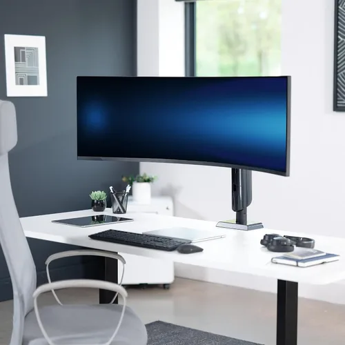 Vista 2 de VIVO Soporte de escritorio para monitor ultraancho de aluminio resistente para pantallas de hasta 49 pulgadas, soporta 39.6 libras, soporte vertical