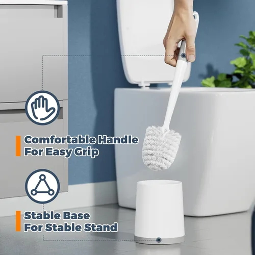 Vista 10 de Holaloha Cepillo de inodoro, paquete de 3 cepillos de inodoro para baño con soporte, accesorios de baño, cepillo de inodoro con 3 cepillos
