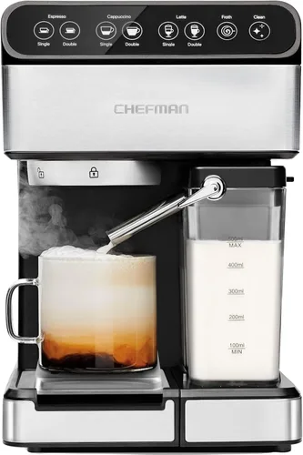 Vista 9 de Chefman Crema Deluxe - Máquina de café expreso con doble caldera, utiliza espumador de leche y café espresso simultáneamente, cafetera profesional