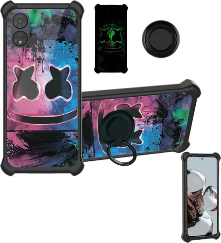 Vista 7 de Aroepurt Funda compatible con Nothing Phone 2a Phone Case Cover [PC duro + silicona suave] [soporte de anillo] [efecto luminoso] YGH-BQ