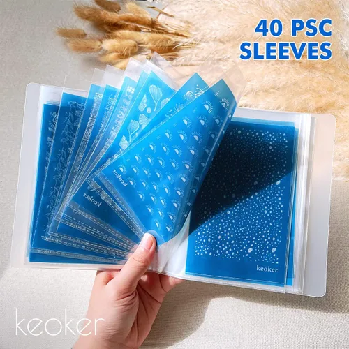 Vista 2 de KEOKER Libro de carpetas con fundas de plástico, 40 bolsillos, libro de presentación con protectores de hojas para plantilla de pantalla de seda