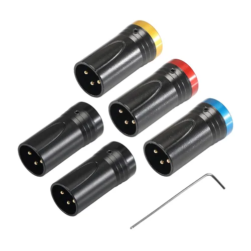Vista 9 de MKFAUDIO - Conectores XLR de perfil bajo poco profundo para bricolaje, 3 pines, 90 grados, L, ángulo recto, ajustable, XLR hembra con llave