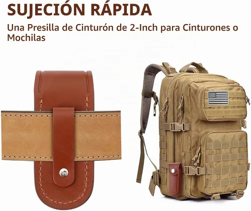 Vista 3 de Funda para cuchillo de bolsillo, estuche para cuchillo EDC plegable de 4 pulgadas, funda portátil de cuero para cuchillo con cierre a presión