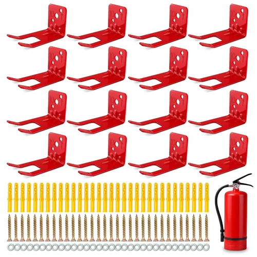 Vista 13 de Juego de 2 soportes de montaje para extintor de incendios, ganchos de montaje en pared resistentes de 2.36 x 1.57 x 2.36 pulgadas, tornillos