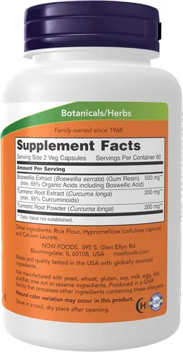 Vista 2 de NOW Extracto de Boswellia, 250 mg, 120 cápsulas vegetales, alimentos