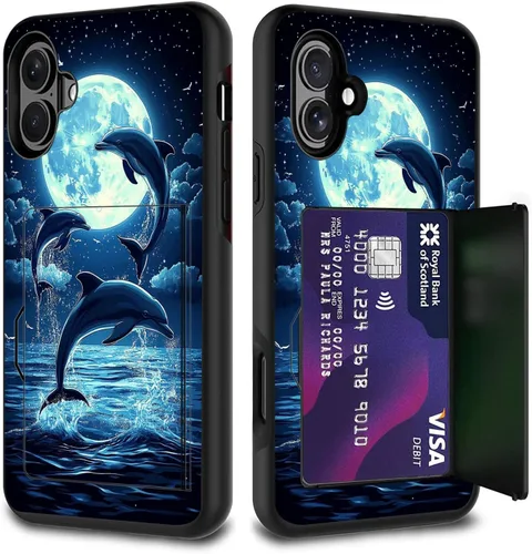 Vista 64 de Funda para tarjetas de crédito, doble capa híbrida a prueba de golpes, protección contra caídas con función atril para iPhone 17 de 6.3 pulgadas