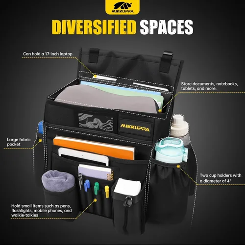 Vista 4 de MIKKUPPA Organizador de Asiento Delantero de Coche - Organizador de Asiento de Pasajero Mejorado y Ampliado con Almacenamiento Dedicado para Laptop