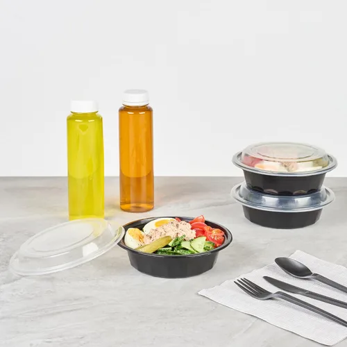 Vista 3 de Asporto - Cajas para llevar de 16 onzas, 50 recipientes de alimentos para llevar para microondas, tapas de plástico transparente incluidas, no Negro