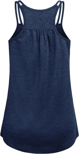 Vista 2 de Hibelle Camiseta sin mangas para mujer con cuello redondo y espalda cruzada