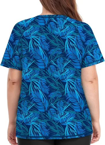 Vista 4 de Inno Camiseta de natación para mujer, talla grande, manga corta, UPF 50+, para entrenamiento, tallas grandes 0X-6X